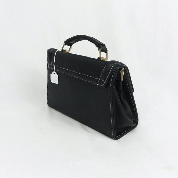 NWT Black Retro Fabric Handbag | Vintage Look Purse - Picture 3 of 10